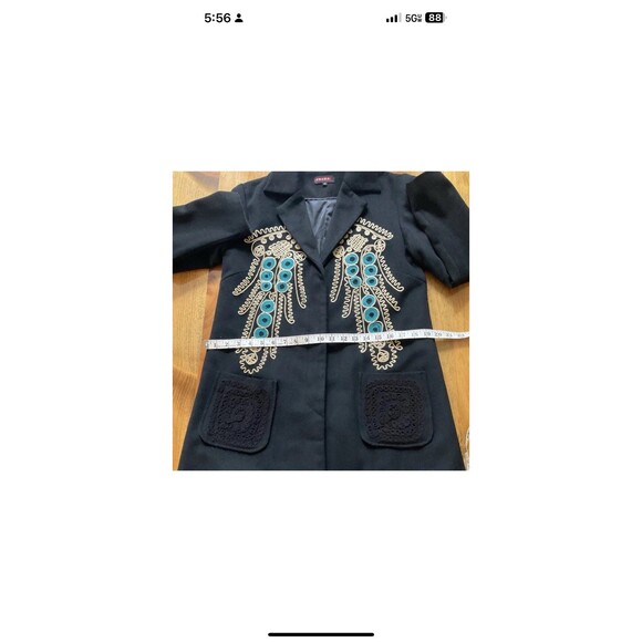 PRADA Women’s Sz 38 (4) Black Mid Length Coat 100% Wool Embroidered Vintage HTF - Picture 11 of 12